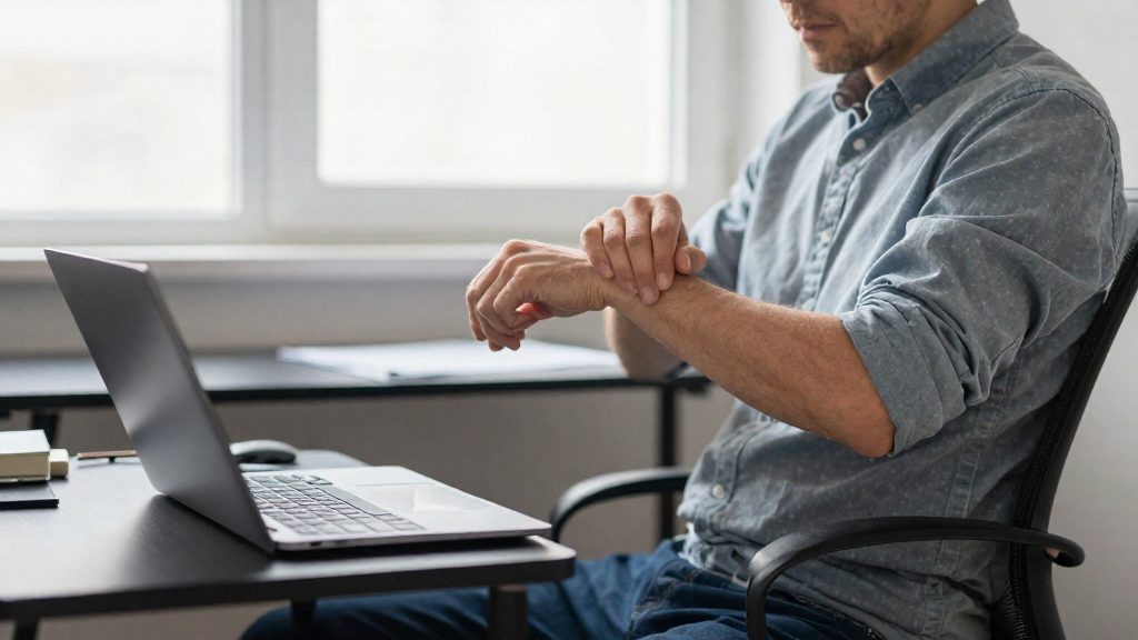 Alongamento para punho e dedos no computador: exercícios práticos