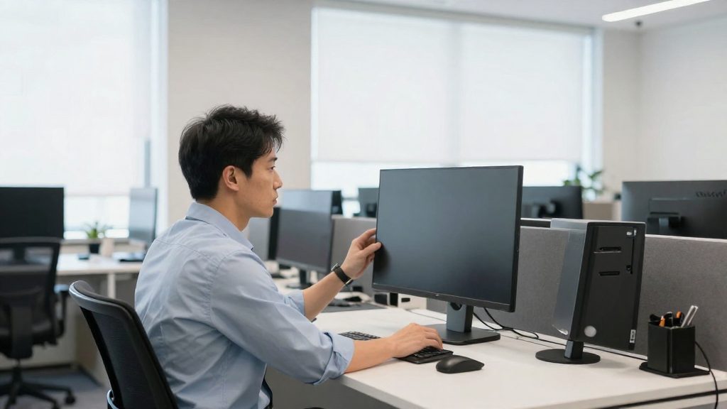 Bildschirm Höhe richtig einstellen im Büro: Augenhöhe-Anleitung