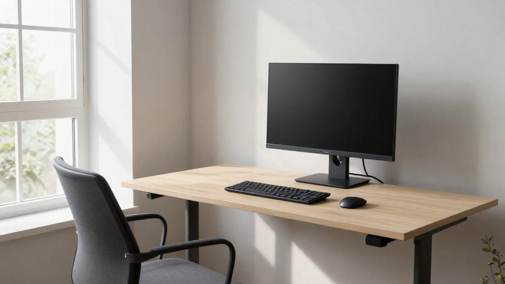 Aménagement du bureau et placement de l'écran sans matériel ergonomique