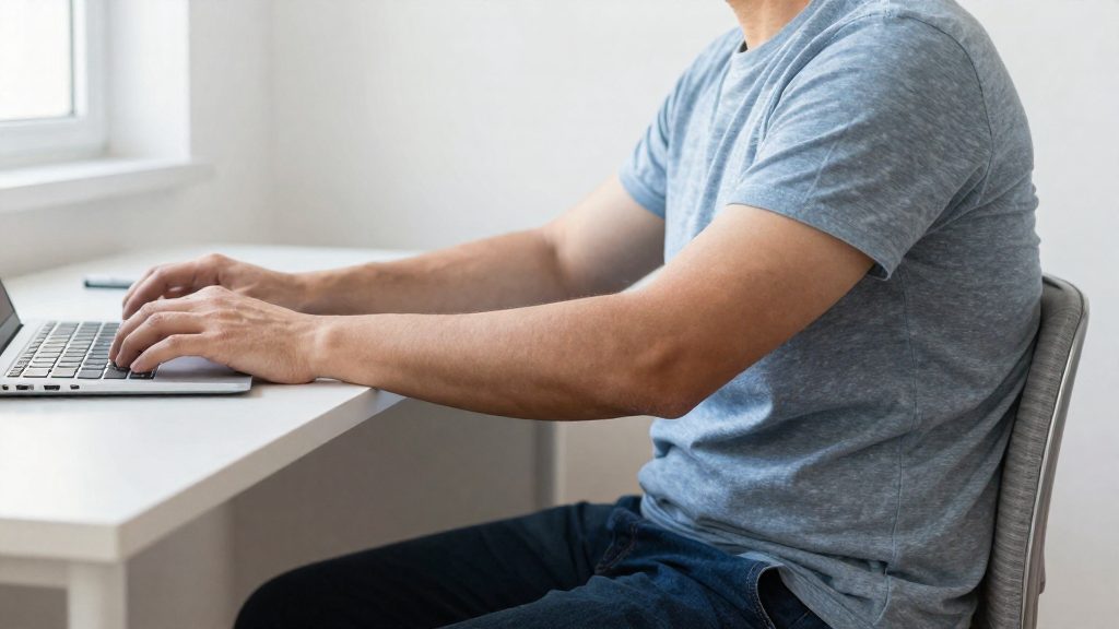 Ellenbogenwinkel am Schreibtisch richtig einstellen
