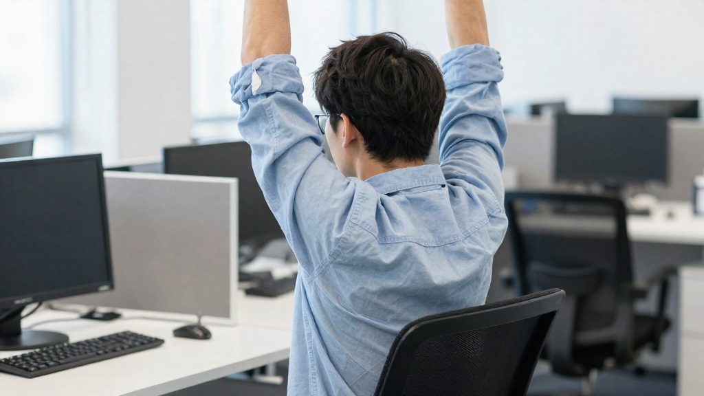 Take short breaks and stretch every hour
