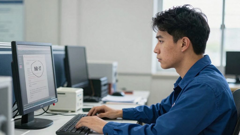 O que o texto traz sobre a NR-17 e o posto de trabalho
