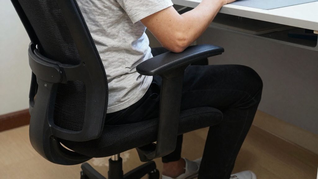 How should I set up my desk and chair?