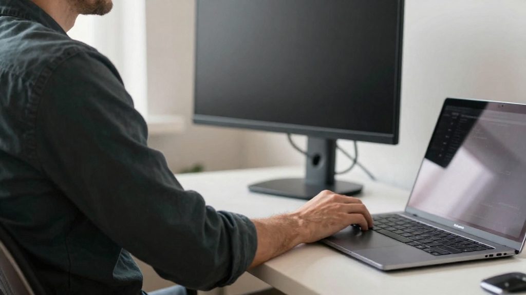 Bildschirm und Laptop richtig positionieren