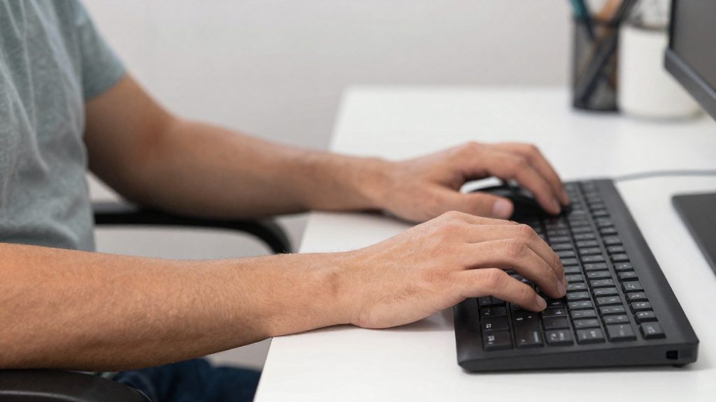 ¿Cómo colocar ratón, teclado y muñeca en casa?